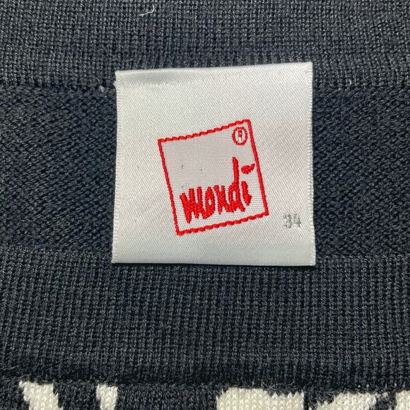 Vintage Mondi Square Neck Knit Sweater Black White Geometric Pattern Sze 34 - Picture 4 of 6